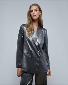 Женский пиджак с воротником с лацканами и стандартного кроя Scalpers, серебро