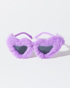 Женские солнцезащитные очки Parfois с защитой от ультрафиолета и сердечком, с мехом фиолетового цвета Parfois, фиолетовый