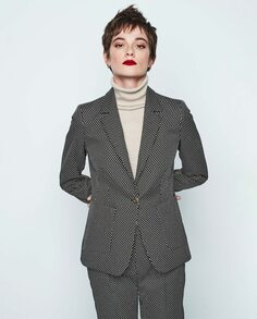 Жаккардовый женский пиджак с лацканами и карманами &amp; Me Unlimited, черный