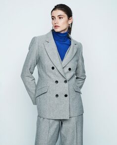 Женский двубортный пиджак с узором «елочка» &amp; Me Unlimited, серый