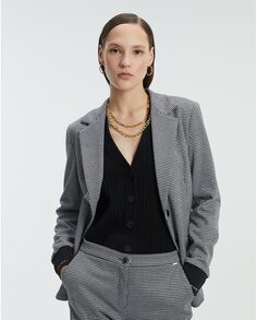 Женский трикотажный пиджак с принтом и застежкой на пуговицы Andam, черный