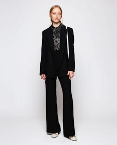 Женские длинные прямые брюки-палаццо с однотонным принтом Mirto, черный