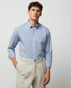 Мужская рубашка классического кроя из хлопкового поплина Dustin, синий