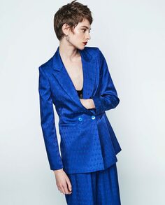 Женский двубортный жаккардовый пиджак с карманами &amp; Me Unlimited, синий