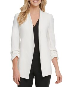 Открытый женский пиджак с присборенными рукавами DKNY, белый