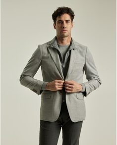 Серый узкий мужской пиджак Prince of Wales PuroEgo, светло-серый