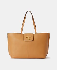 Светло-коричневая кожаная сумка через плечо для покупок Latouche