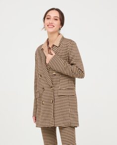 Женский пиджак с геометрическим принтом и карманами NKN Nekane, светло-коричневый