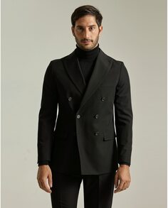 Мужской тонкий черный однотонный пиджак PuroEgo, черный