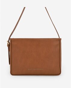 Большая женская сумка через плечо с зернистой текстурой коричневого цвета Adolfo Dominguez, коричневый