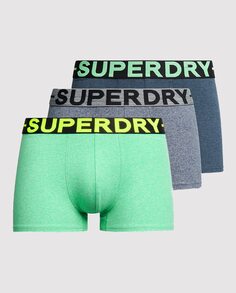 Комплект из трех трусов из органического хлопка Superdry, мультиколор