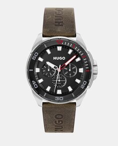 Многофункциональные коричневые кожаные мужские часы Fresh 1530285 Hugo, коричневый