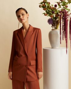 Однотонный двубортный пиджак El Corte Inglés, светло-коричневый