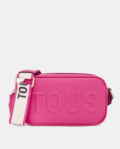 Маленькая сумка через плечо La Rue цвета фуксии с тиснением бренда Tous, фуксия