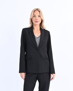 Женский пиджак с длинными рукавами и плиссированными деталями Molly Bracken, черный