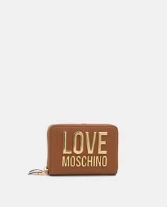 Маленький кошелек на молнии верблюжьего цвета Love Moschino, коричневый