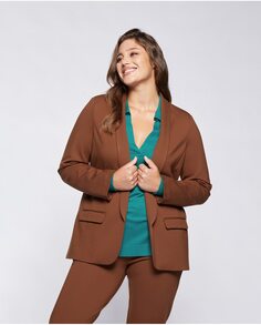 Женский пиджак миланской строчки с карманами с клапанами Fiorella Rubino, коричневый