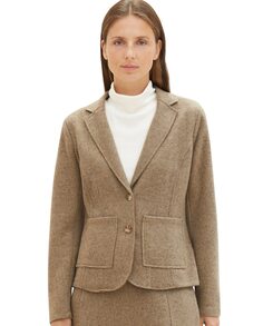 Женский пиджак с передними карманами и застежкой на пуговицы Tom Tailor, бежевый