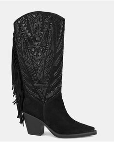 Женские кожаные ботинки с бахромой сзади Alma en Pena, черный