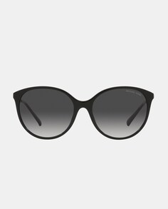 Круглые женские солнцезащитные очки из ацетата черного цвета с металлическими дужками Michael Kors, черный
