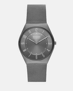 Устойчивые мужские часы Grenen Ultra Slim SKW6824 с серой стальной сеткой Skagen, серый