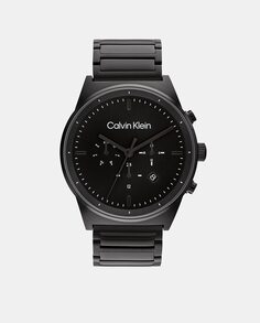 CK впечатляющие 25200295 многофункциональные мужские часы из черной стали Calvin Klein, черный