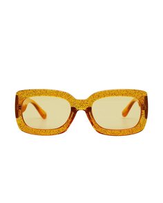 Женские солнцезащитные очки квадратной формы с блестками Pieces, желтый