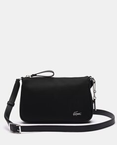 Средняя черная сумка через плечо с внешним карманом и застежкой-молнией Lacoste, черный