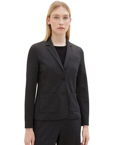Женский пиджак с клетчатым принтом и накладными карманами Tom Tailor, черный