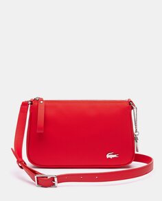 Средняя красная сумка через плечо с внешним карманом и застежкой-молнией Lacoste, красный