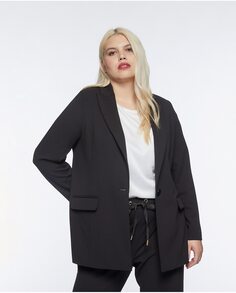 Женский пиджак на подкладке с принтом и воротником-стойкой Fiorella Rubino, черный