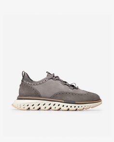 Мужские серые кожаные туфли на шнуровке Cole Haan, серый