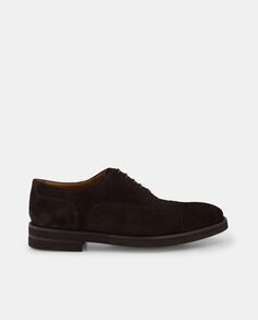 Мужские замшевые туфли на шнуровке с прямым носком Lottusse, темно коричневый
