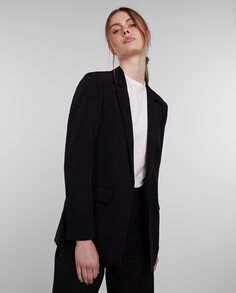 Женский пиджак с лацканами и карманами Pieces, черный