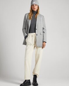 Женские прямые брюки из вельветовой ткани с регулируемой талией Pepe Jeans, кремовый