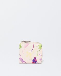 Маленький женский кошелек на молнии с принтами цвета экрю Parfois
