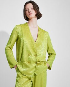 Атласный женский пиджак с цветами Naëlle, зеленый