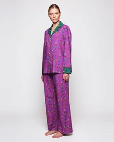 Женская пижама из 100% хлопка с фиолетовым цветочным принтом Mirto, фиолетовый