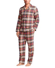 Мужская пижама из 100% клетчатого хлопка Polo Ralph Lauren, гранатовый