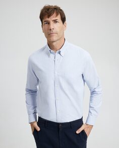 Полосатая мужская оксфордская рубашка легко гладится Emidio Tucci, синий