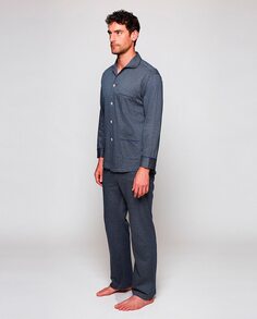 Длинная трикотажная мужская пижама Mirto, темно-синий