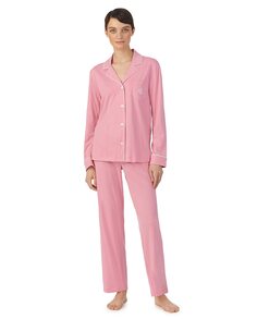 Женская длинная однотонная пижама Lauren Ralph Lauren, розовый