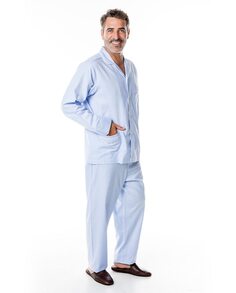 Мужская длинная пижама из ткани голубого цвета Wickett Jones, светло-синий