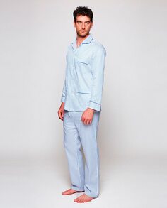 Длинная полосатая мужская пижама Mirto, светло-синий