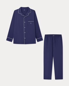 Мужская длинная пижама из ткани темно-синего цвета Hackett, темно-синий
