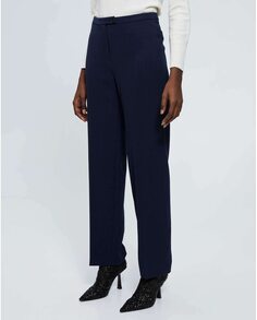 Женские однотонные прямые брюки с завышенной талией Georges Rech París, темно-синий
