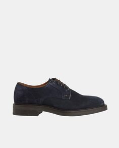 Мужские замшевые туфли Derby Egmont на шнуровке с гладким верхом Hackett, темно-синий