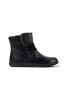 Женские кожаные ботинки с подкладкой из овчины черного цвета Camper, черный