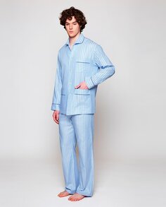 Длинная полосатая мужская пижама Mirto, светло-синий