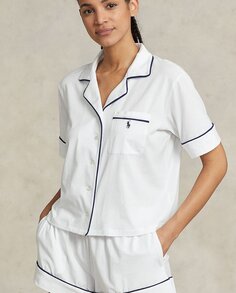 Женская длинная открытая пижама Polo Ralph Lauren, белый